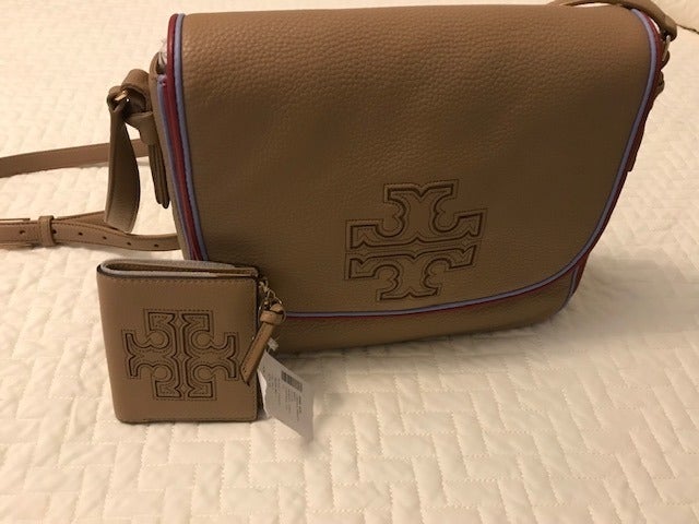 Tory Burch Harper Stripe Messenger Bag Matching Wallet Women s