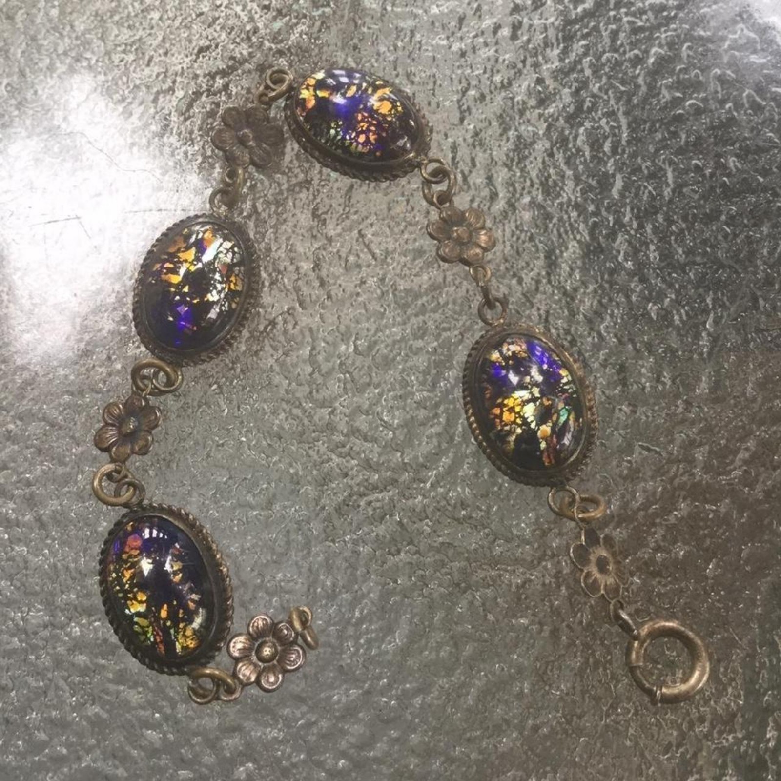 Vintage Sterling Morpho butterfly wing bracelet