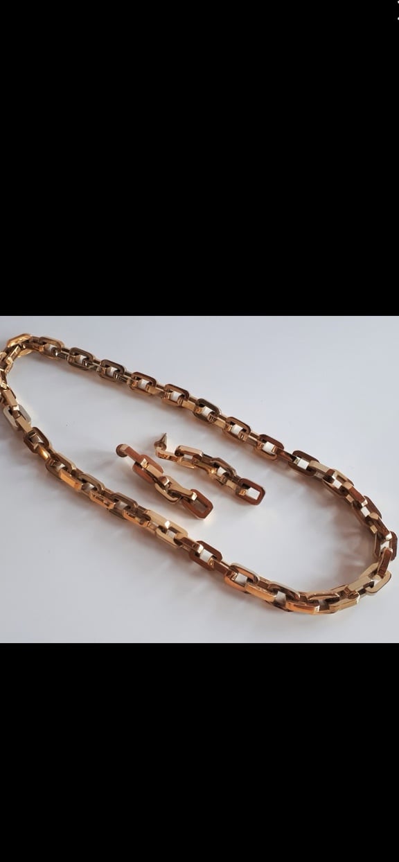 EDDIE BORGO couture 12 karat yellow gold plate hand carved jewelry set