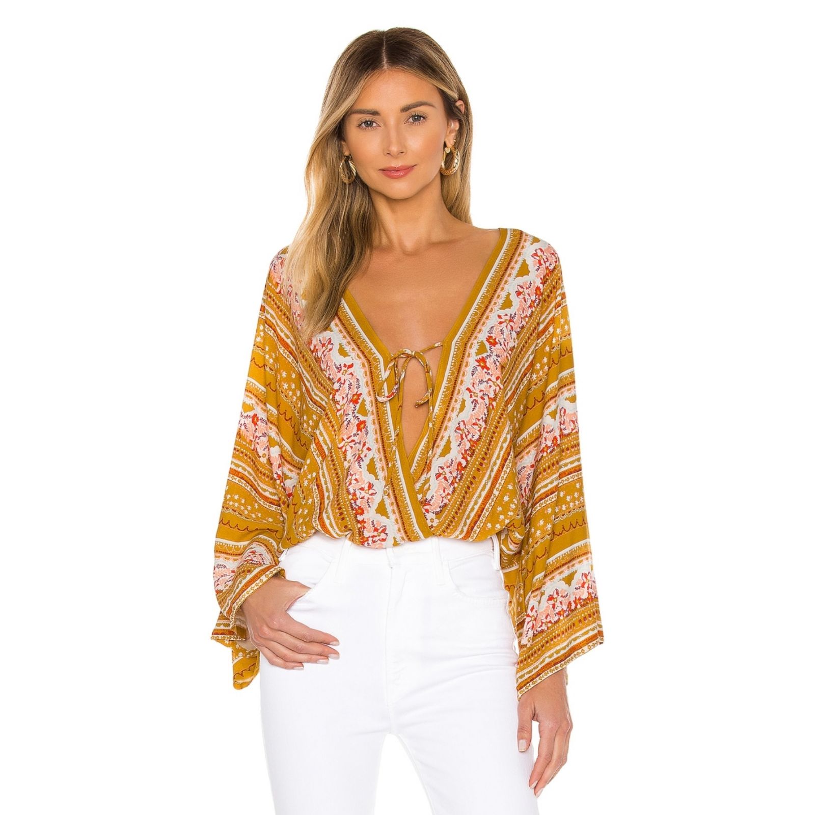 NWT Free People Gold Floral Bodysuit
