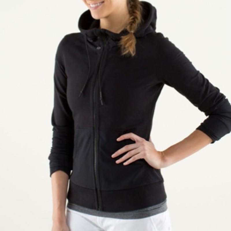 Lululemon Voyage Hoodie Stretch French Terry Yoga Boardshort Fabric Black 8