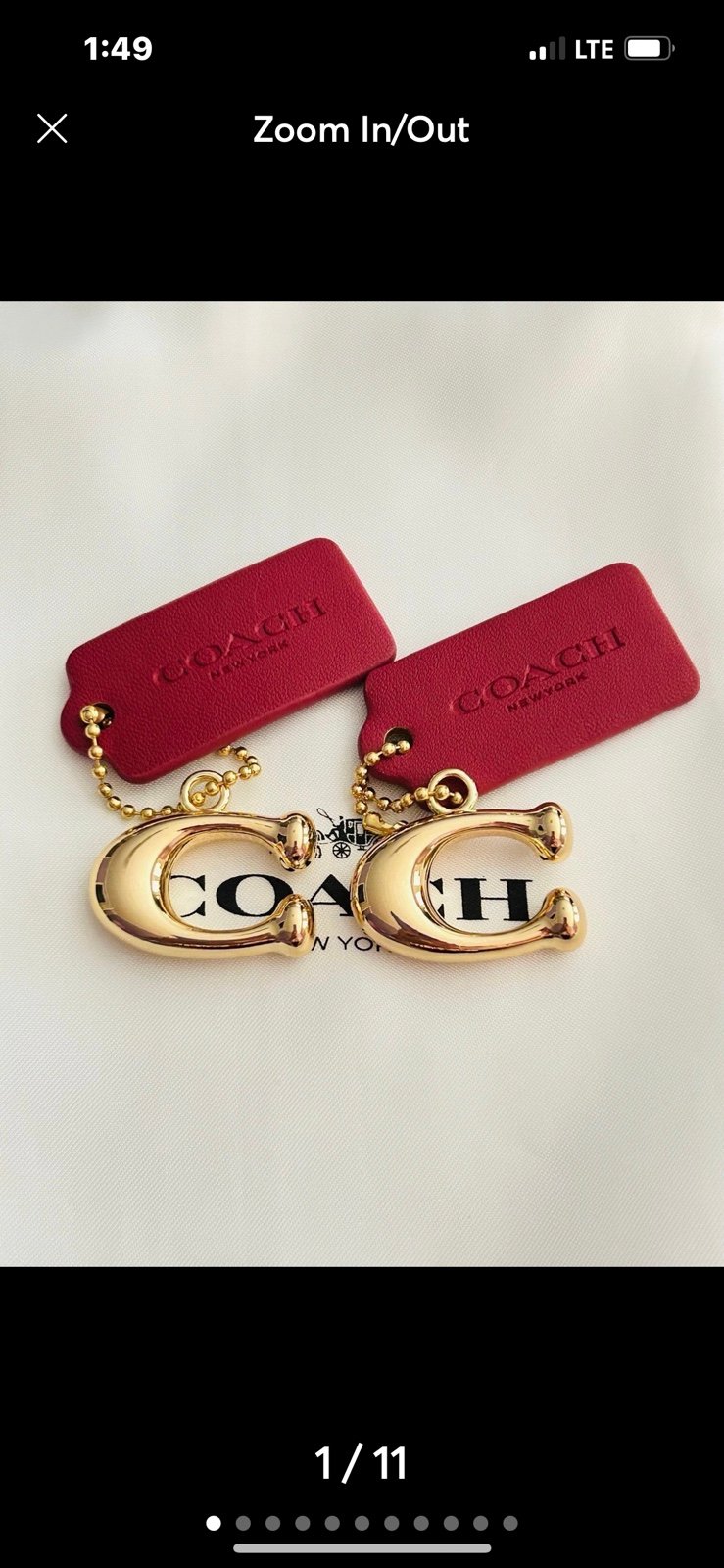 Coach C Charm and Coach Tag Keychain/ Bag Charm
