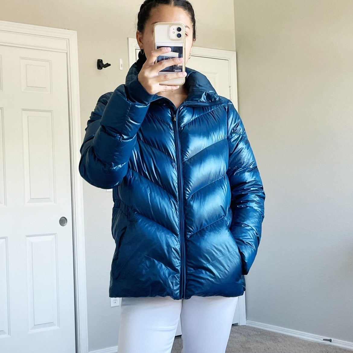 Athleta lofty metallic down jacket Clearance