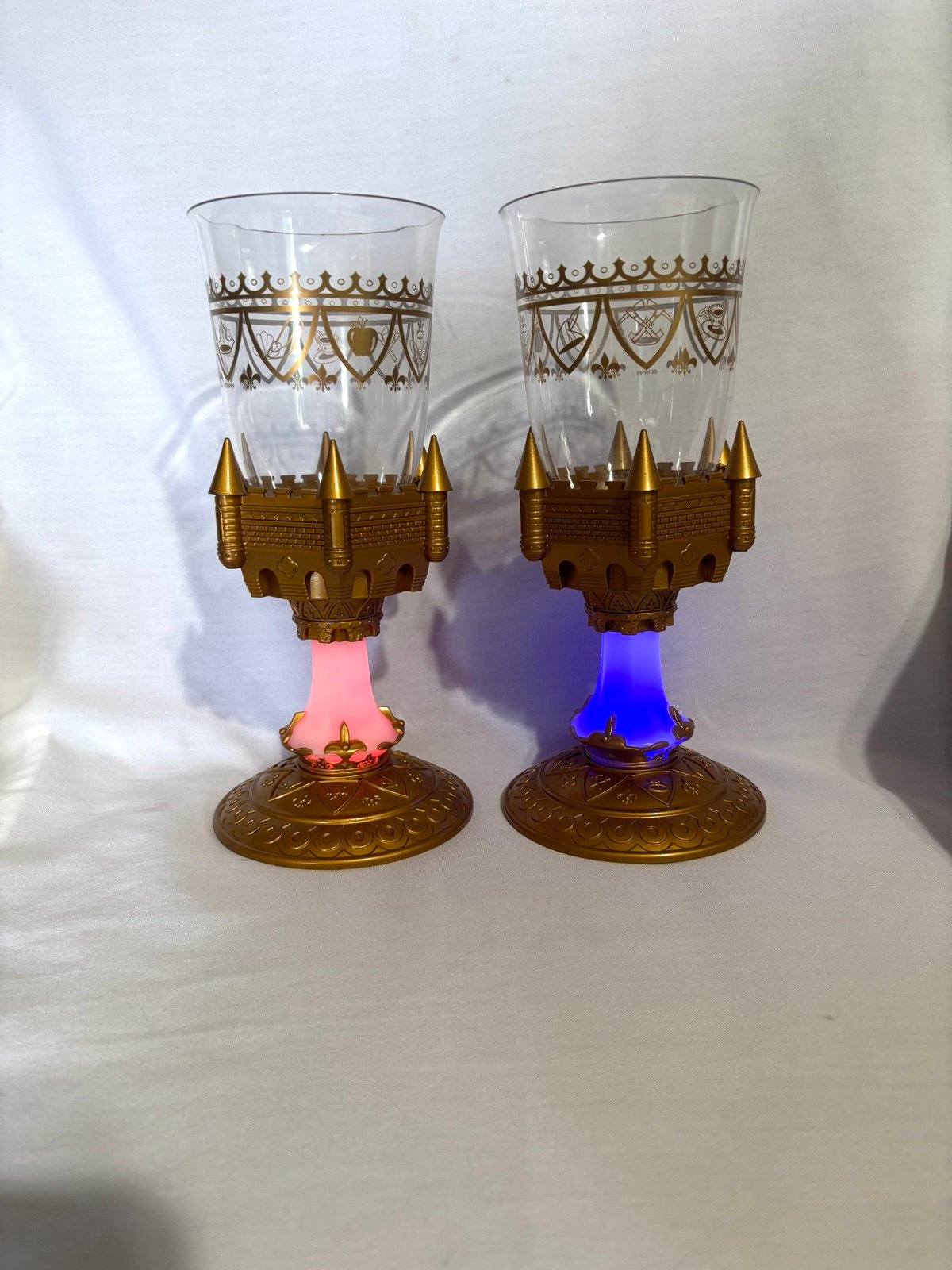 2 Disney Parks Beauty & The Beast Be Our Guest Light Up Goblet Souvenir Cups
