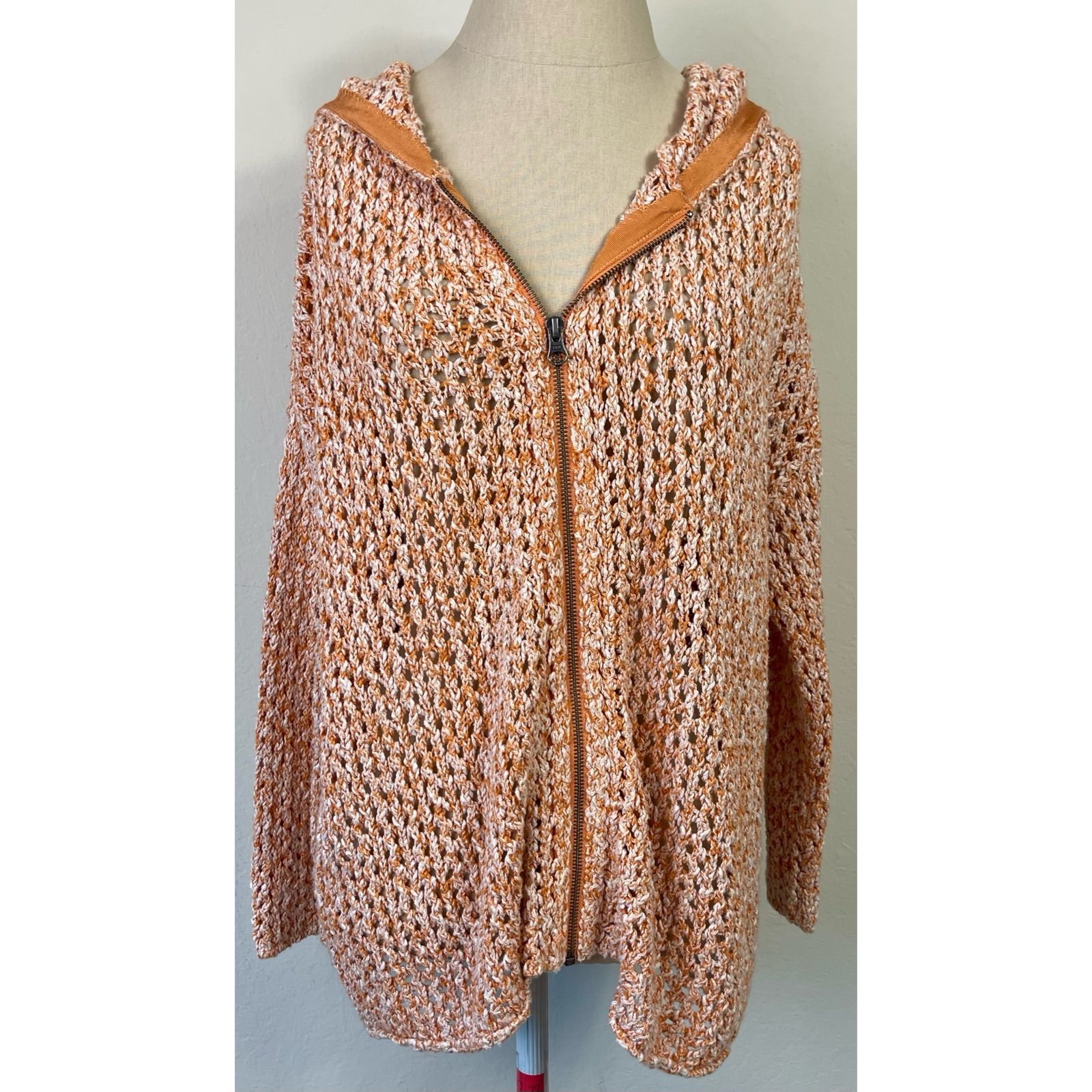 Sundance Orange Destiny Hooded Knit Sweater Cardigan