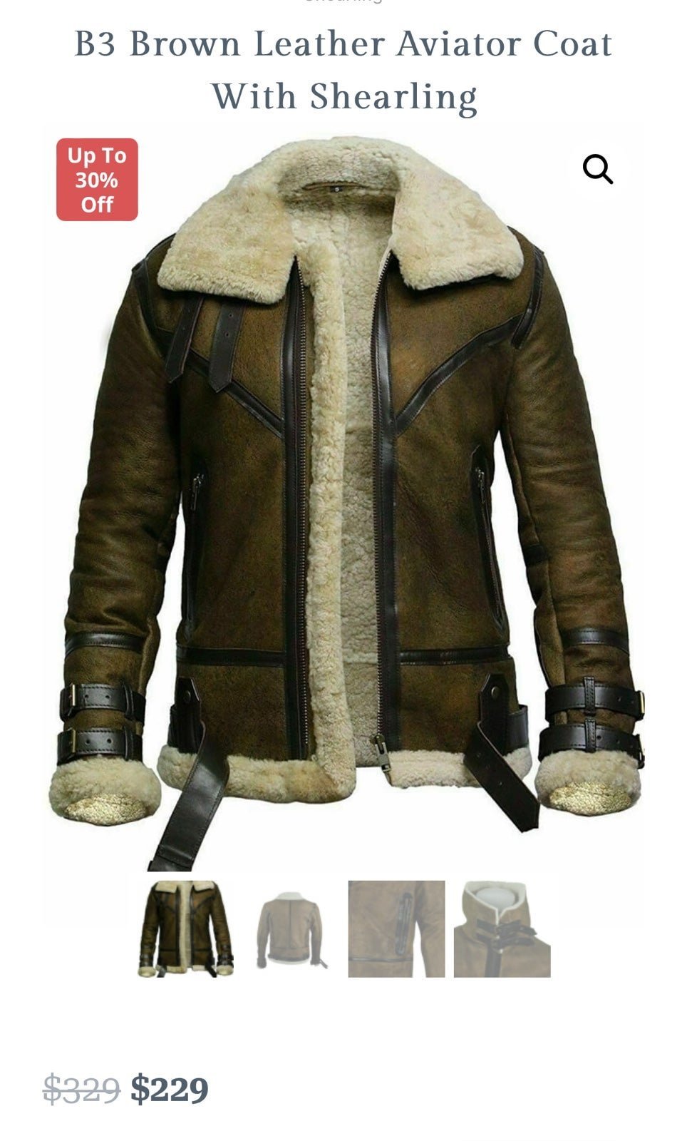 Men’s Brown Leather Bomber Aviator Coat