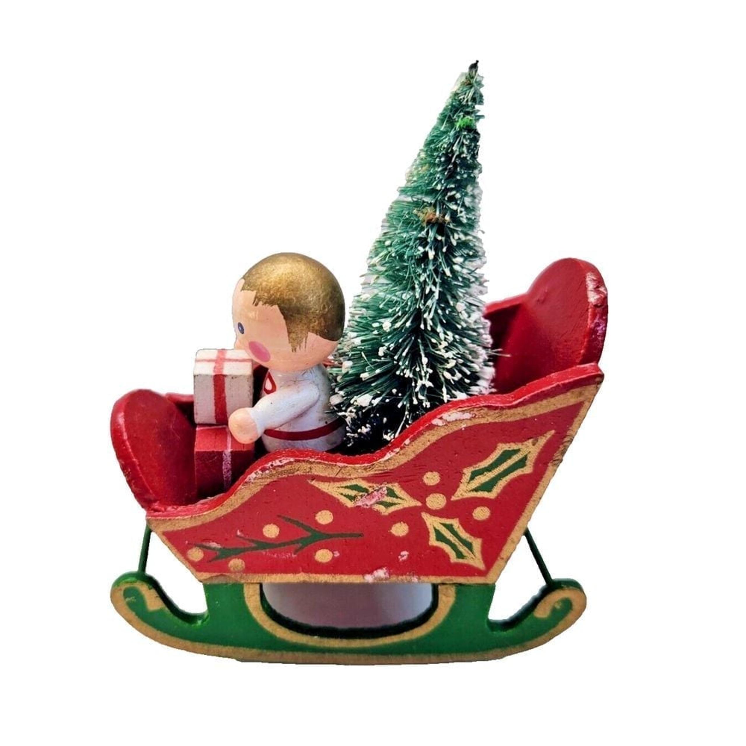 Watkins Spices Herbs Wood Tree Ornament Sleigh Toy 1984 Vintage