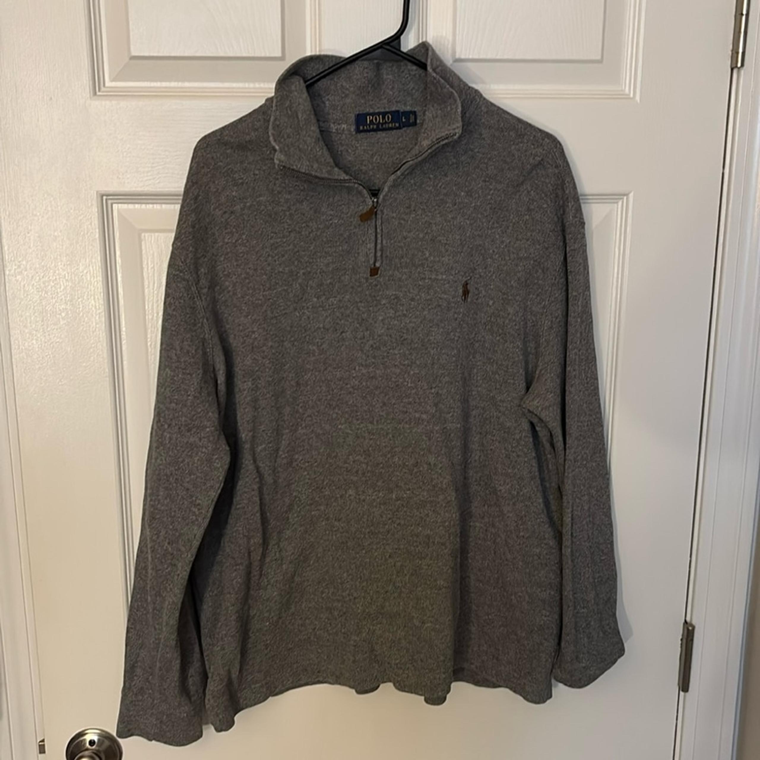 Ralph Lauren Men’s Gray 1/4 Pullover Sweater Sz Large