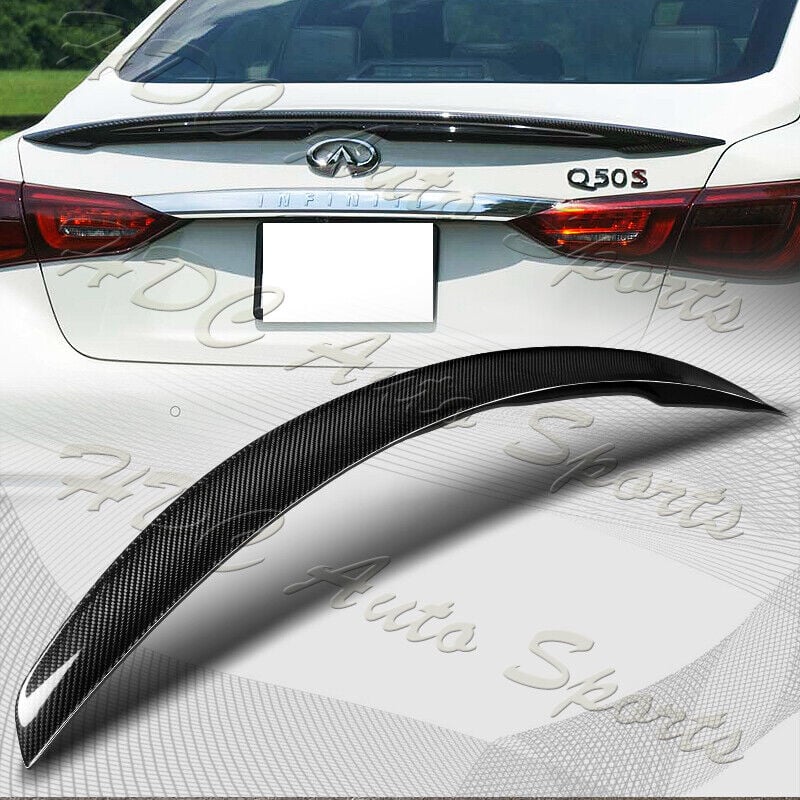 For 2014-2021 Infiniti Q50 Sedan STP-Style Carbon Fiber Trunk Lid Spoiler Wing