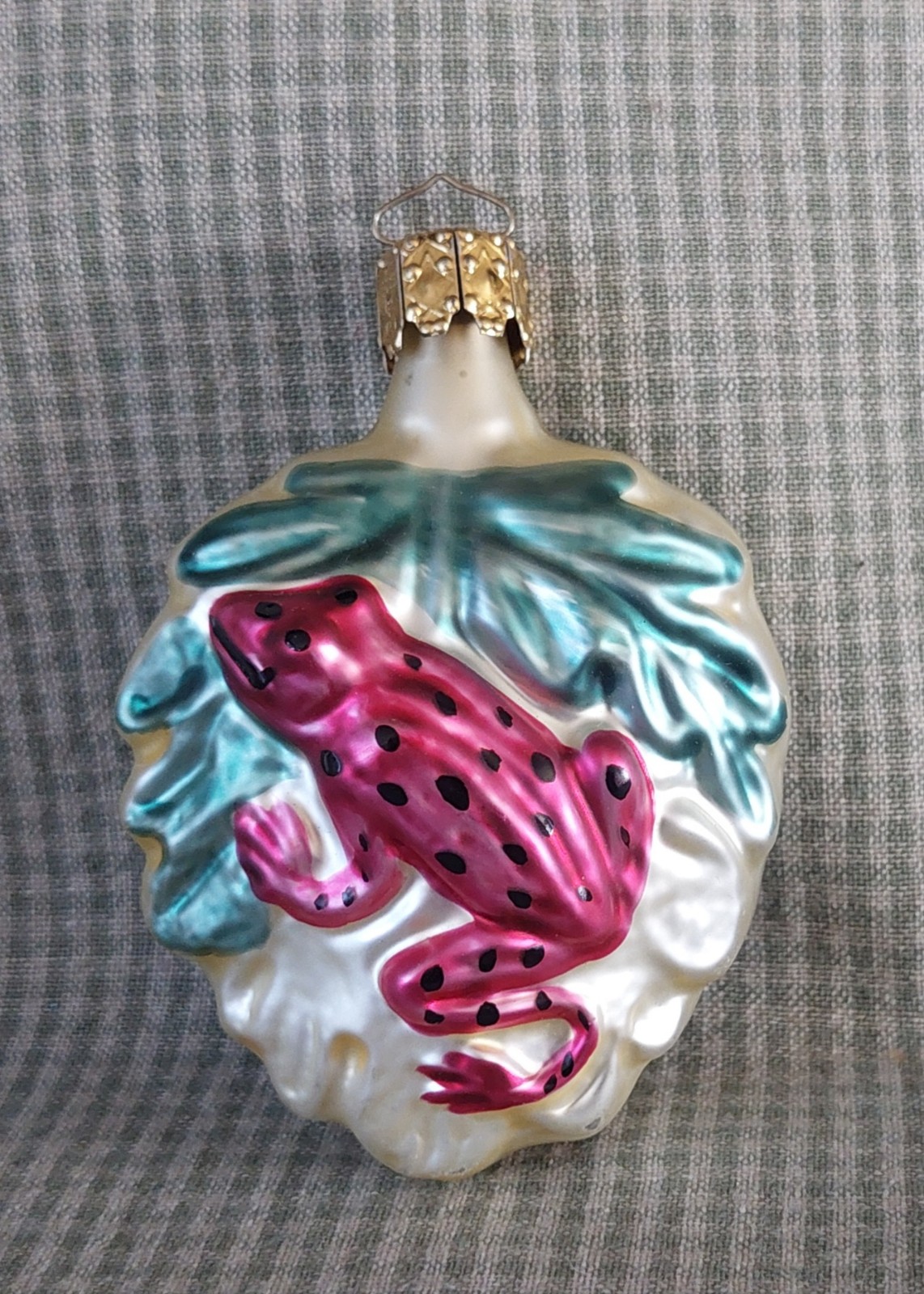 Christborn Red Spot Poison Dart Frog Handblown Mercury Glass Christmas Ornament
