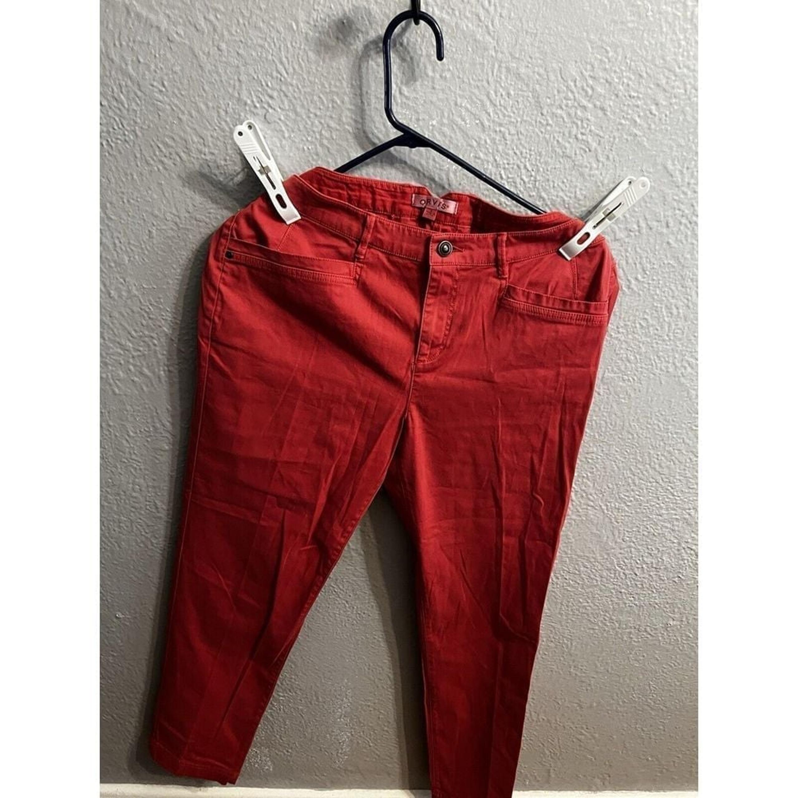 Orvis Mid Rise Ankle Slim Leg Pants Women Size 12 Reddish