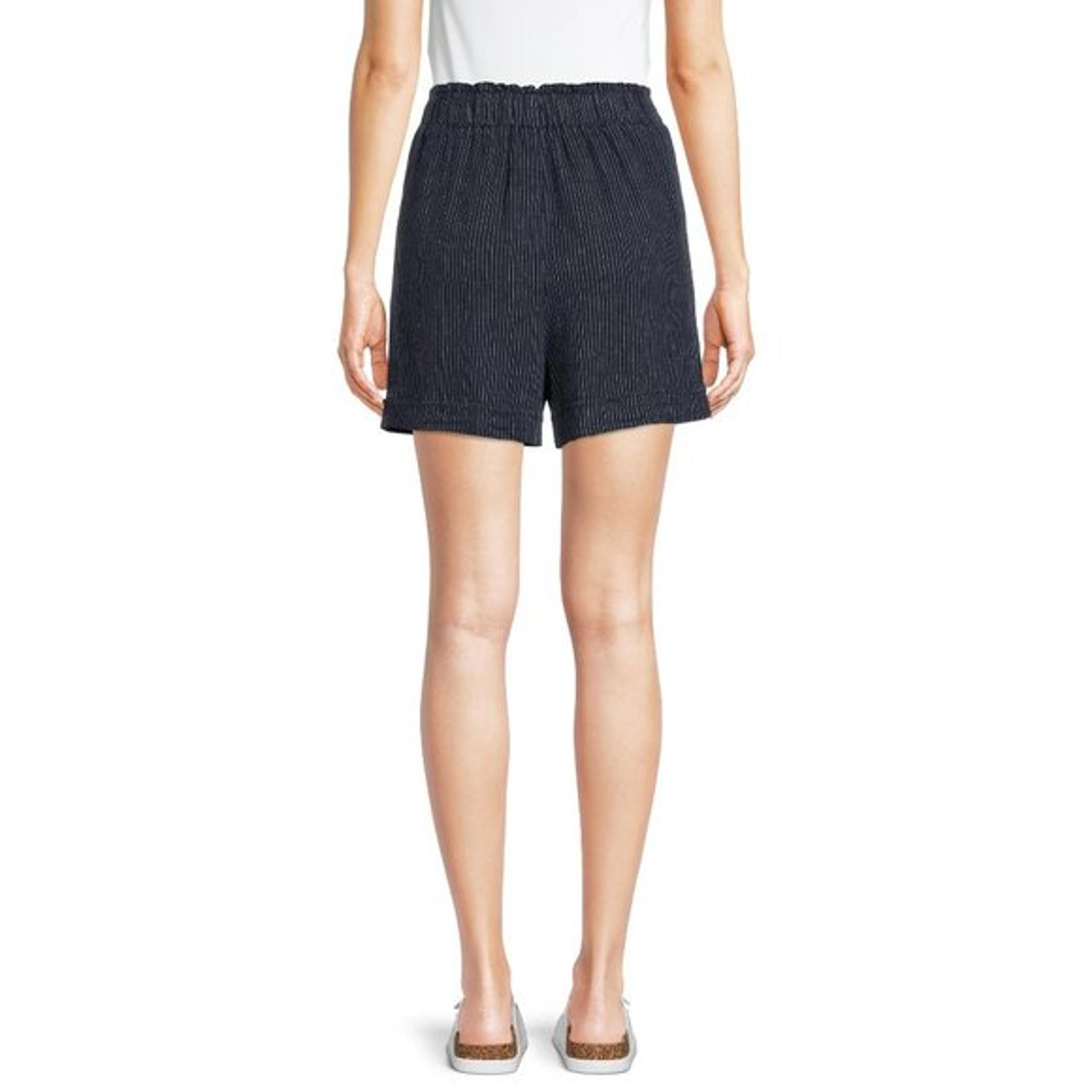 Womens Time and Tru Linen Blend Pull On Shorts Navy Striped Size XXXL 22 NWT