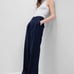 NWT GAP Pleated LINEN Wide Leg BOHO 90's Trouser Navy Blue Pants Sz 8 Workwear
