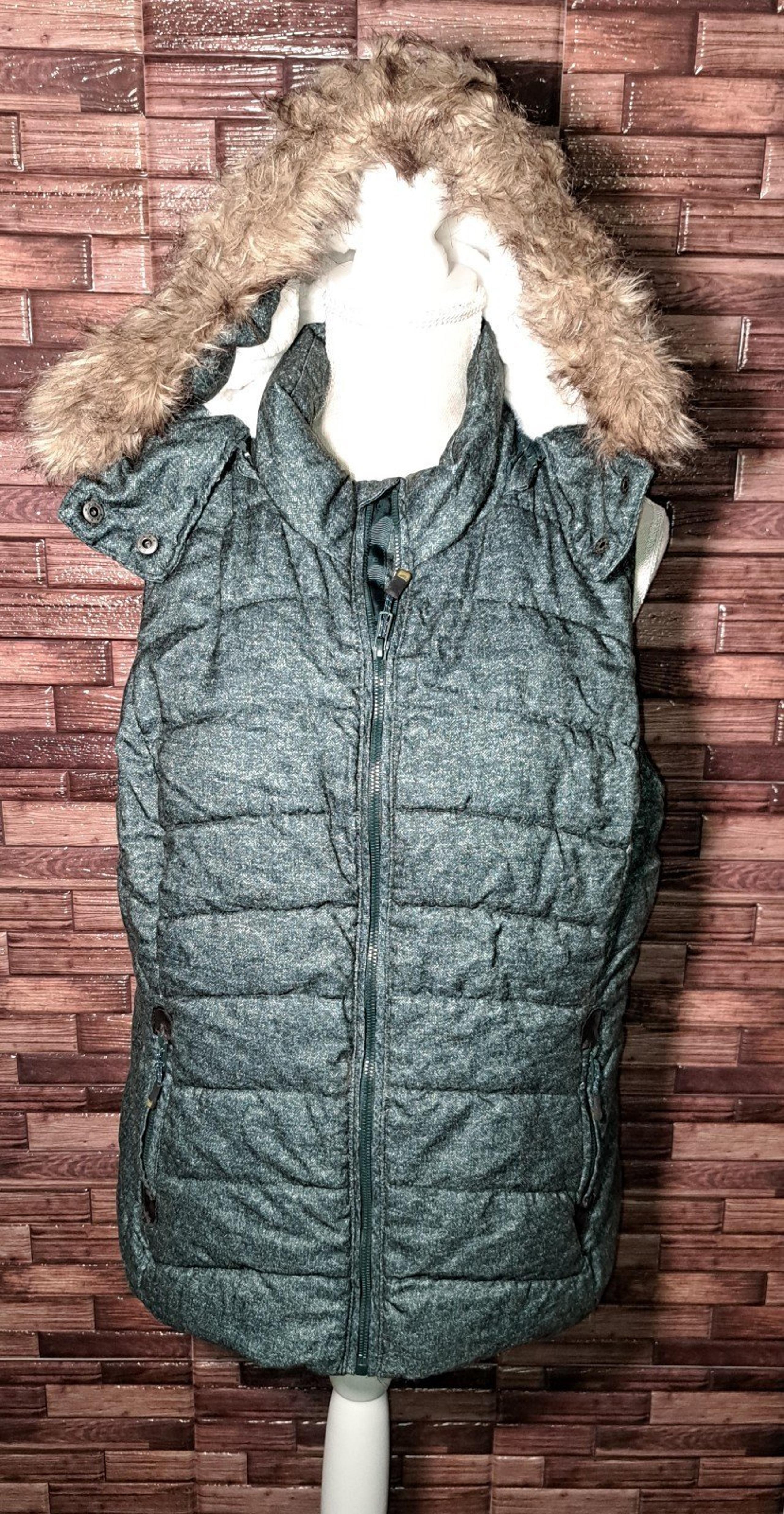Green Tea Plush Puffer Vest Hunter Green - Removable Hood - Ladies XL