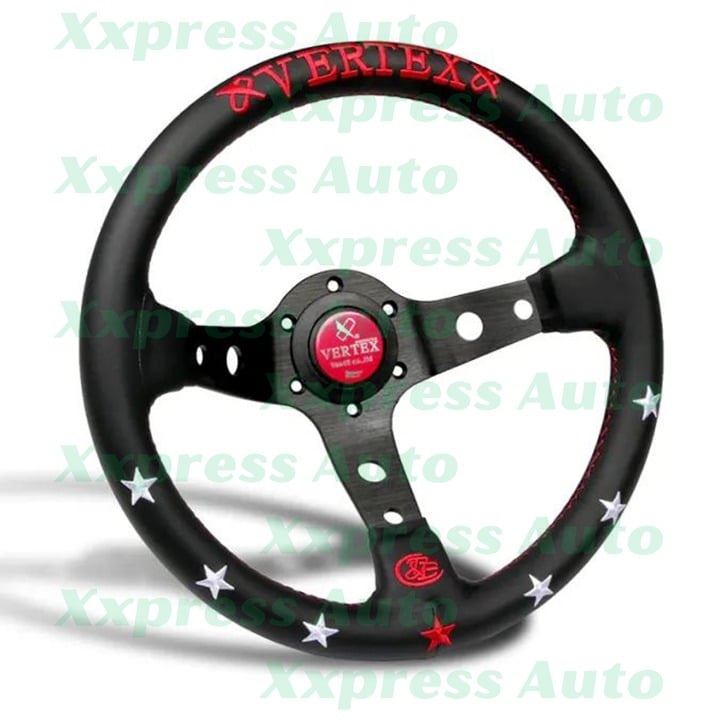 Universal 350mm Racing Steering Wheel w/ Suede Leather Arrow Horn For Vertex 007