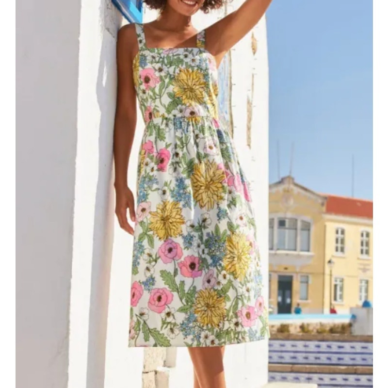 NWT Boston Proper White Floral Tank Fit & Flare Mini Sun Dress Size 10