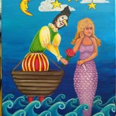 Original acrylic mermaid drama painting