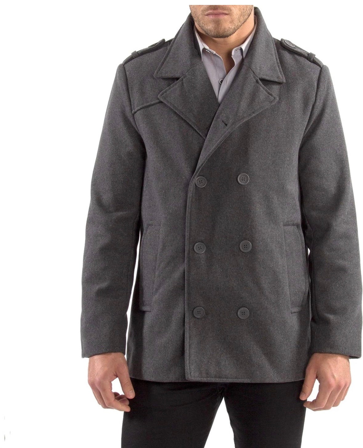 Alpine Swiss Jake Mens Wool Pea Coat Peacoat Jacket coat size xxl 2xl grey