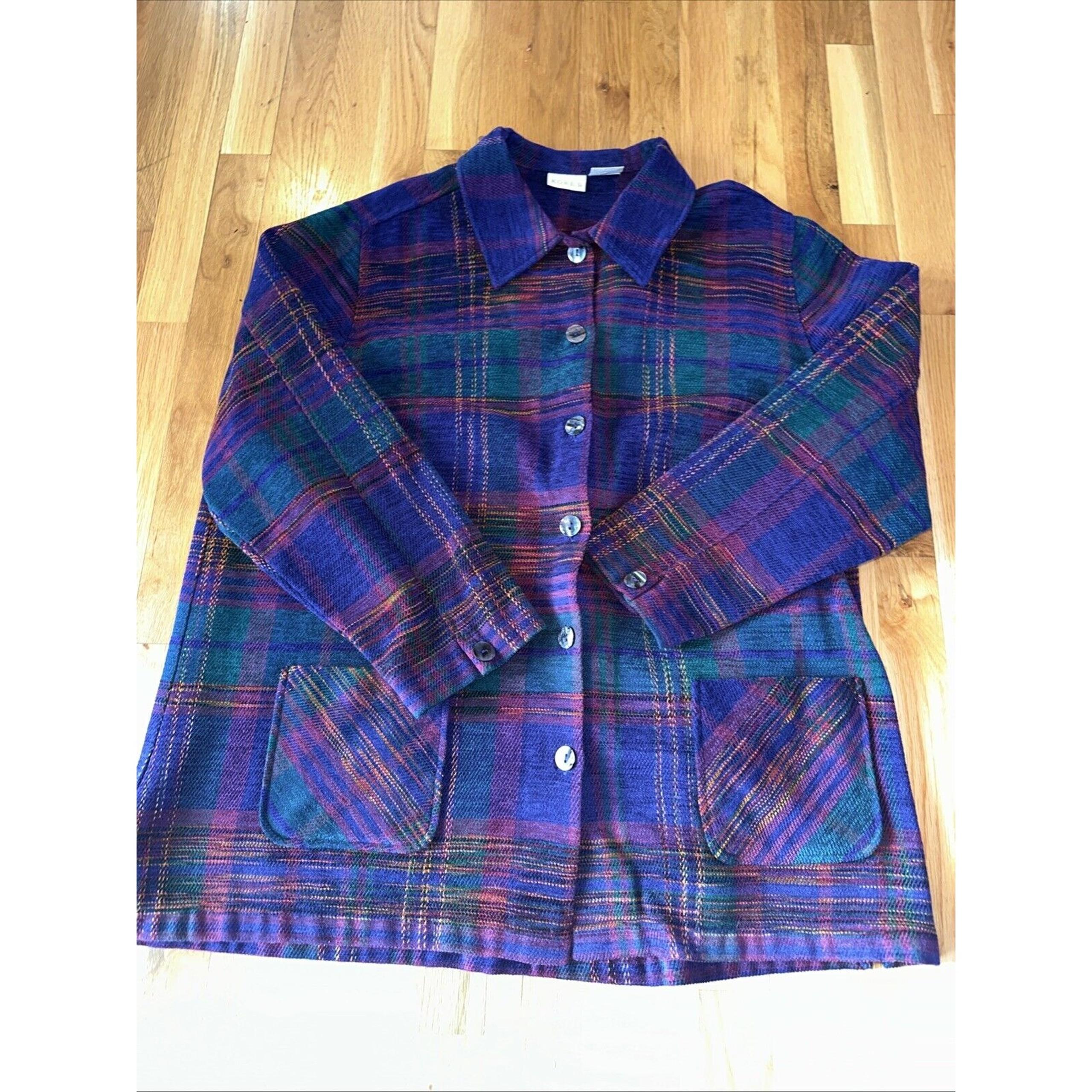 Koret Button Up Shirt Top Jacket Red Plaid Shacket Women's Size 22W (2XL)