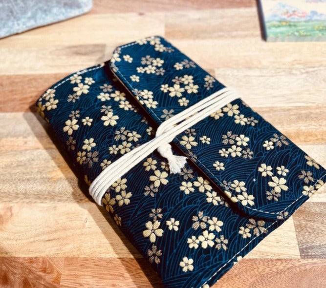 Fabric Covered Wrap Journal With Removable and Refillable Papers, Premium Qualit