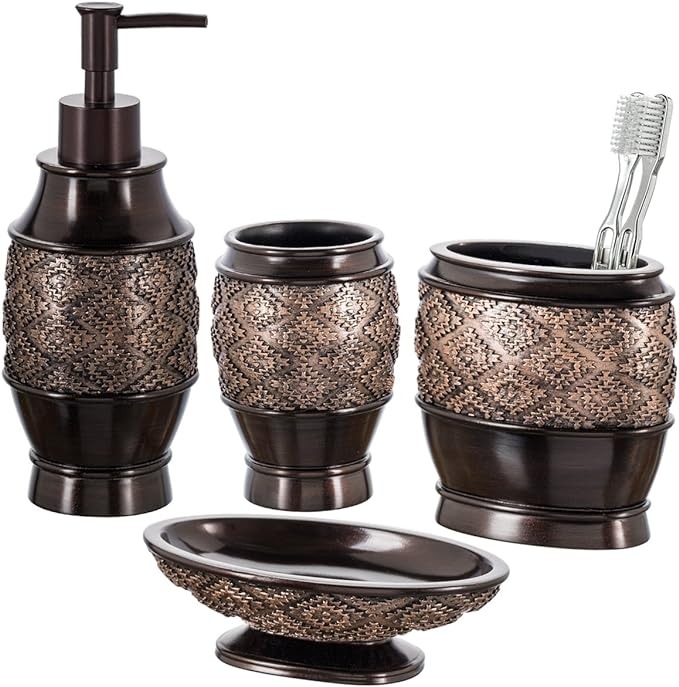 4 Pc Bathroom Decor Sets Accessories for Vanity Countertop