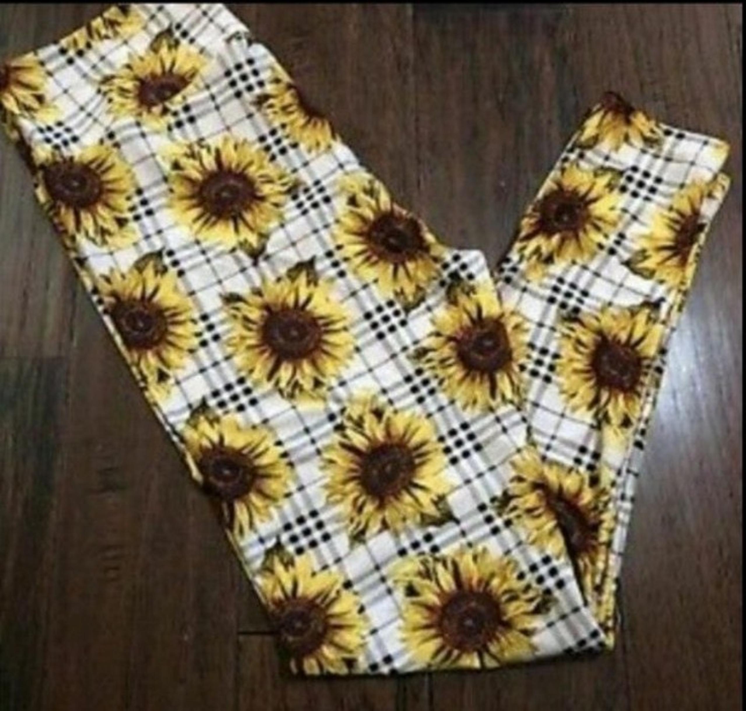 Leggings Lularoe TC plaid Sunflower Print New