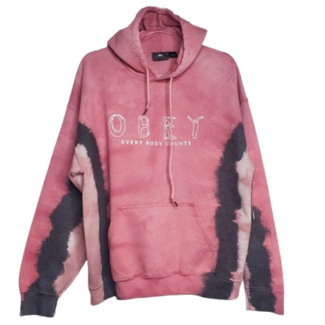 OBEY Pink Tie-Dye Hoodie Sweatshirt. * New* Size LG