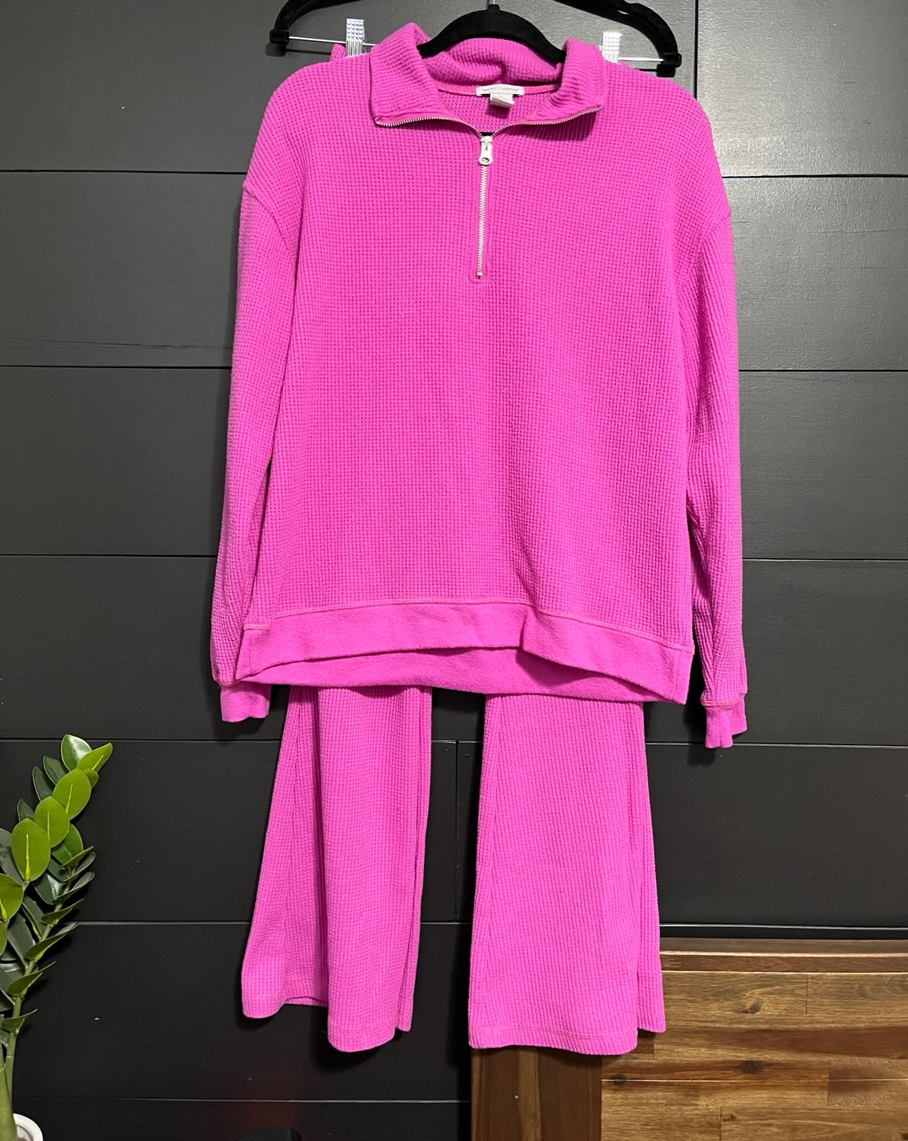 BETTER TOGETHER 2 Piece Casual Lounge Set 1/4 Zip Pullover Flare Bottoms Sz M
