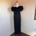 Vintage 80s/90s Black Feather Maxi Dress 12