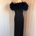 Vintage 80s/90s Black Feather Maxi Dress 12