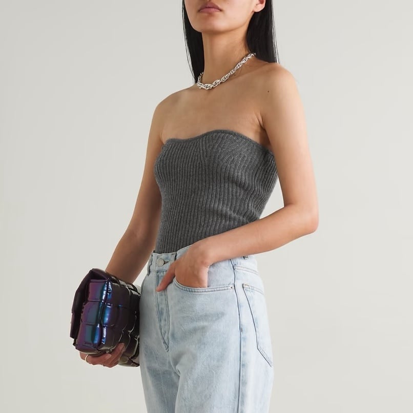 Isabel Marant Blaze strapless ribbed wool cashmere blend top