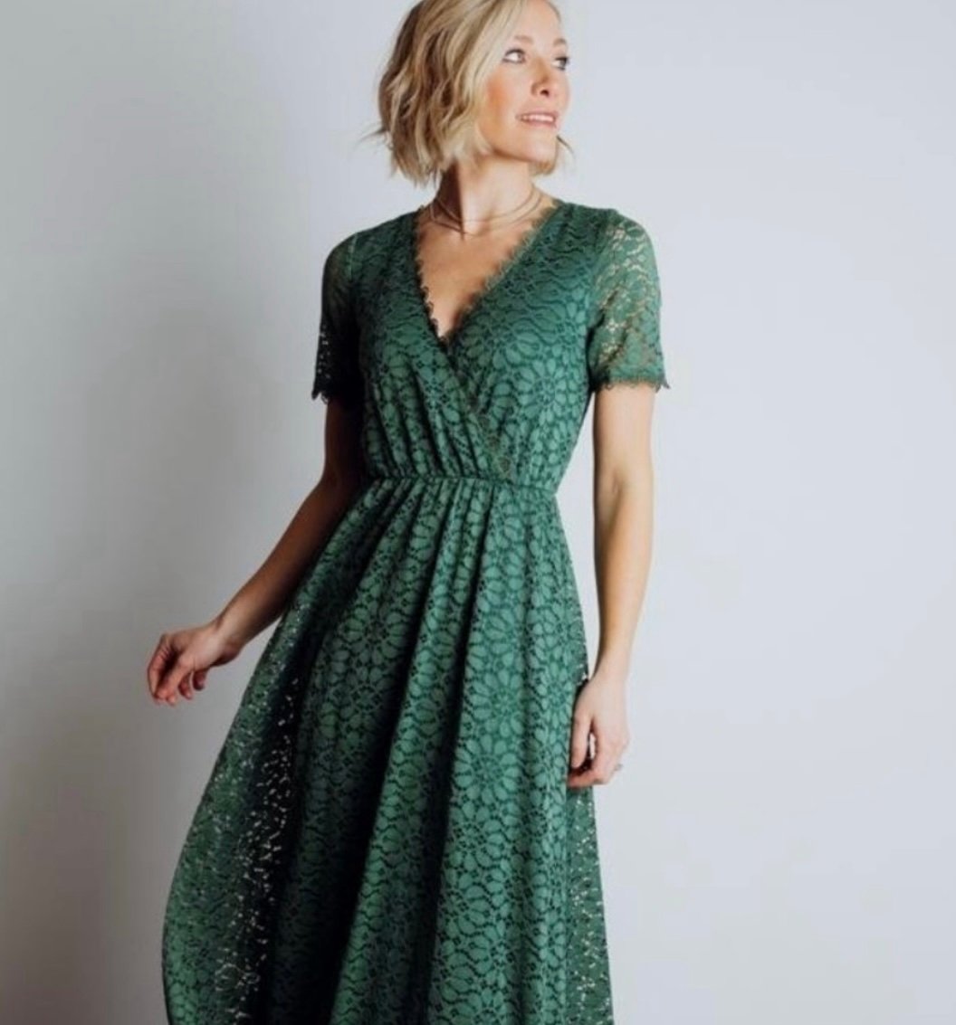 Elegant Green Lace Dress Bridesmaid 3XL