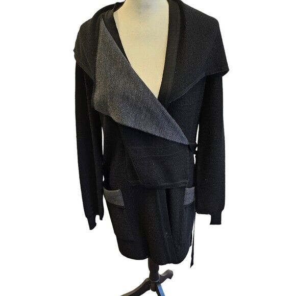 MM SOHN Black Wrap Cardigan Long Sleeve Sweater Womens