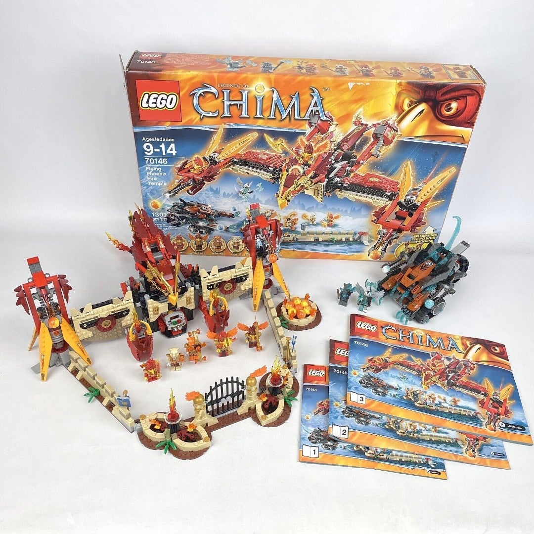 Lego Chima 70146 Flying Phoenix Fire Temple 100% Complete w/ Figs Manuals & Box!