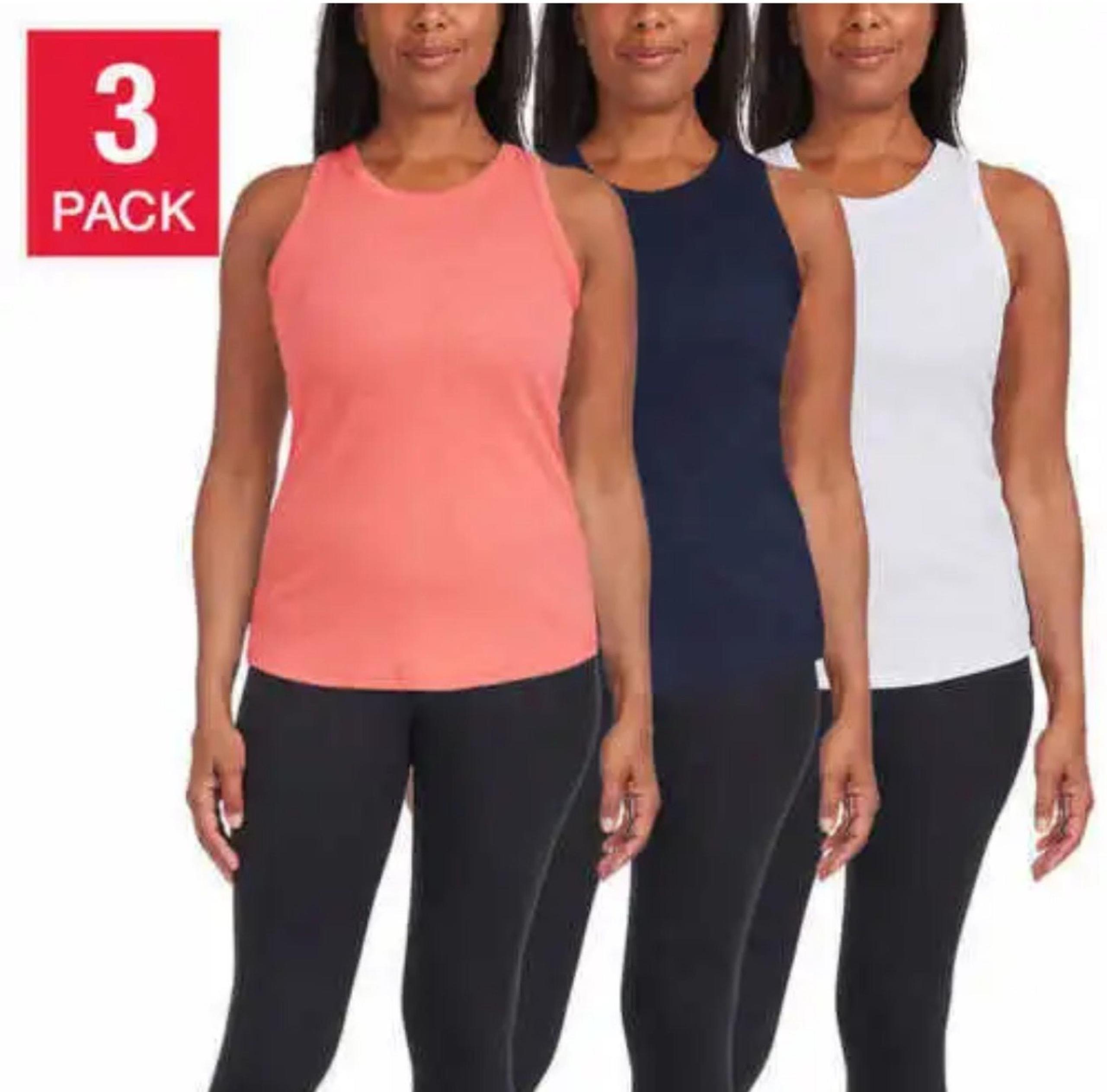 Danskin Womens Rib Tank Top 3 Pack Soft Ribbed Activewear Racerback Size Medium