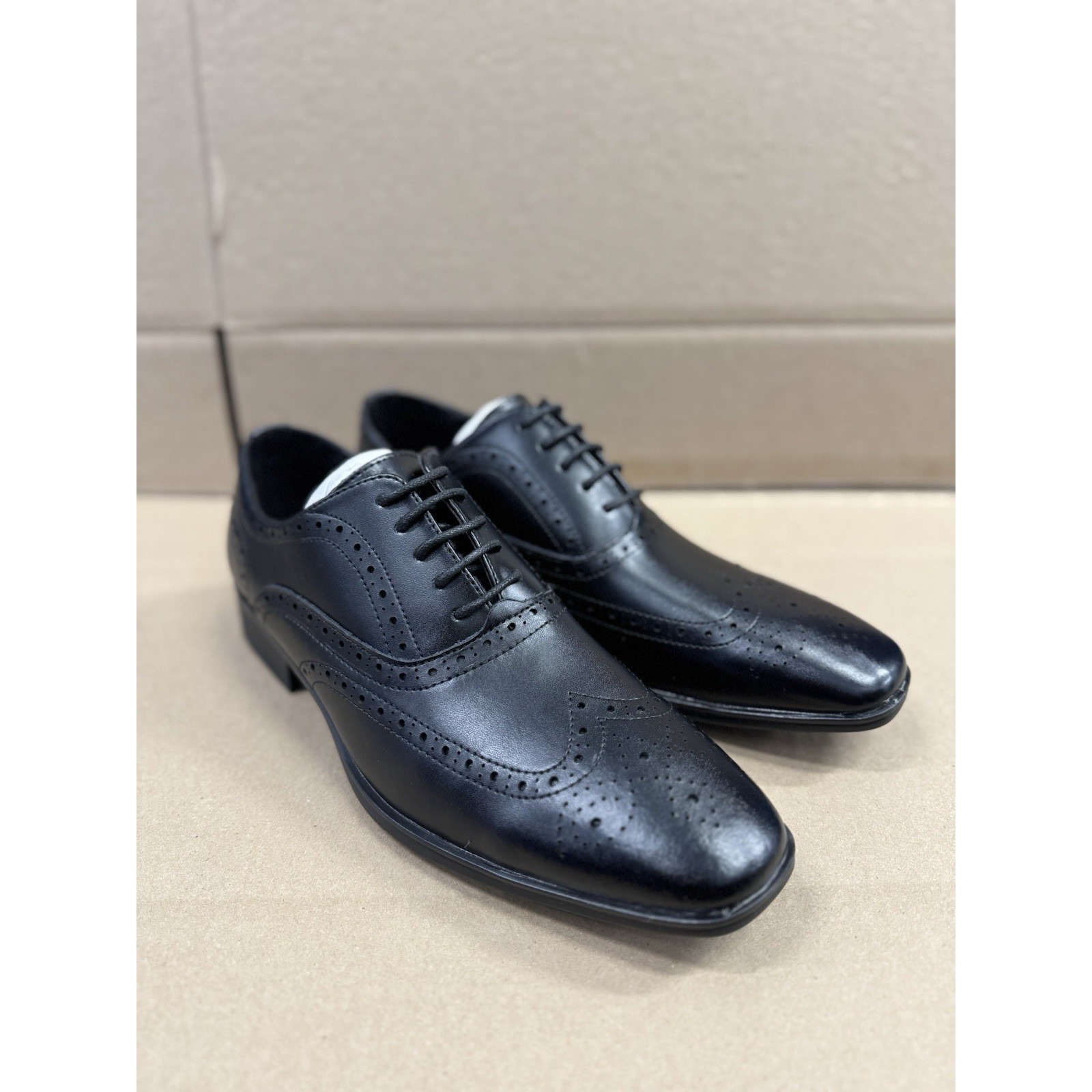 OFFICE London Men 9 US 43Flounder Black Leather Oxford Lace Up Dress Shoes