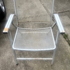 Vintage wrought iron folding chair white