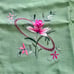 Vintage Chinese Green Silk Hand Embroidered Flowers Pillow Sham Cover 15”