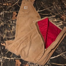 Carhartt Men RO2 Brown Canvas Insulated Bib Overalls 46x30 Union Made USA VTG