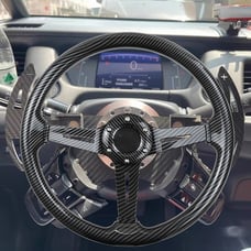 NEW JDM UNIVERSAL 350MM CARBON FIBER Acrylic Deep Dish 6 Holes Steering Wheel