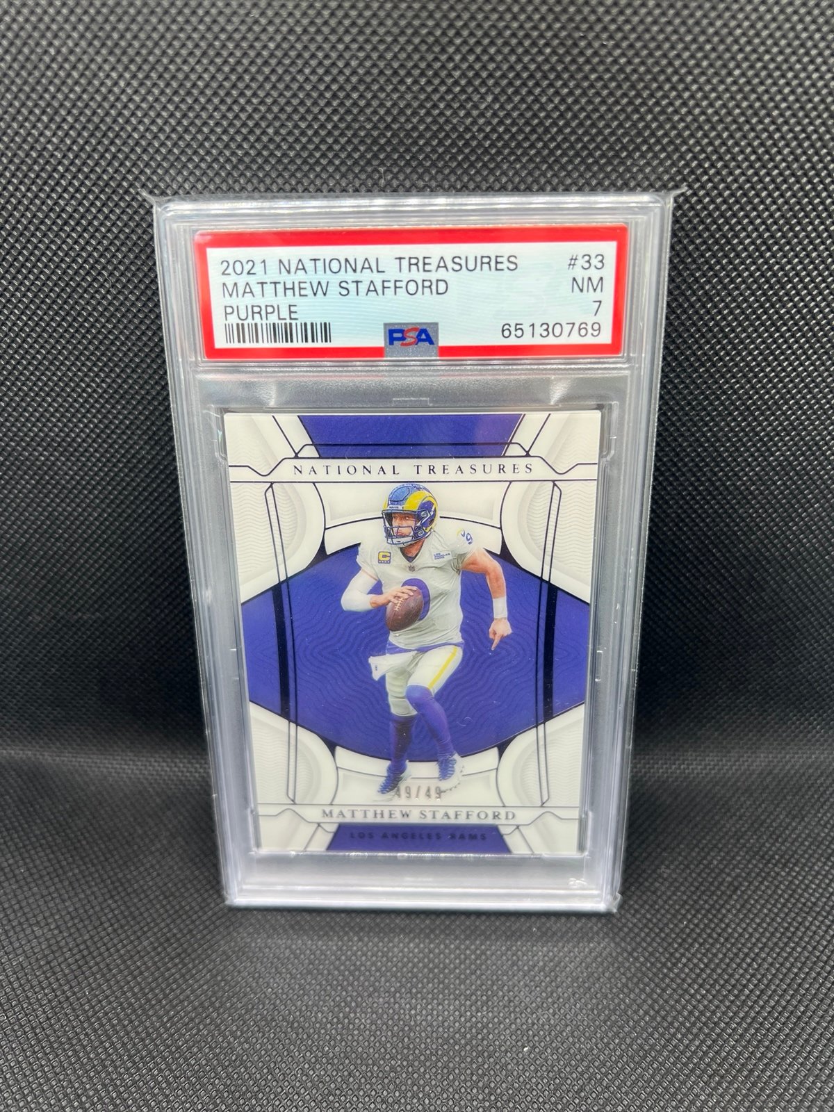 PSA 7 2021 National Treasures Matthew Stafford Purple 49/49 #33