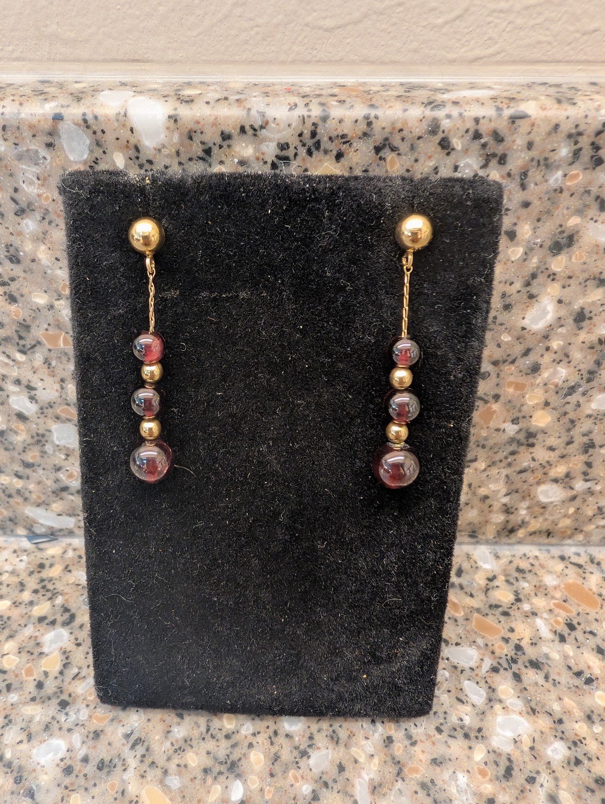 Gold Plated Garnet Earrings