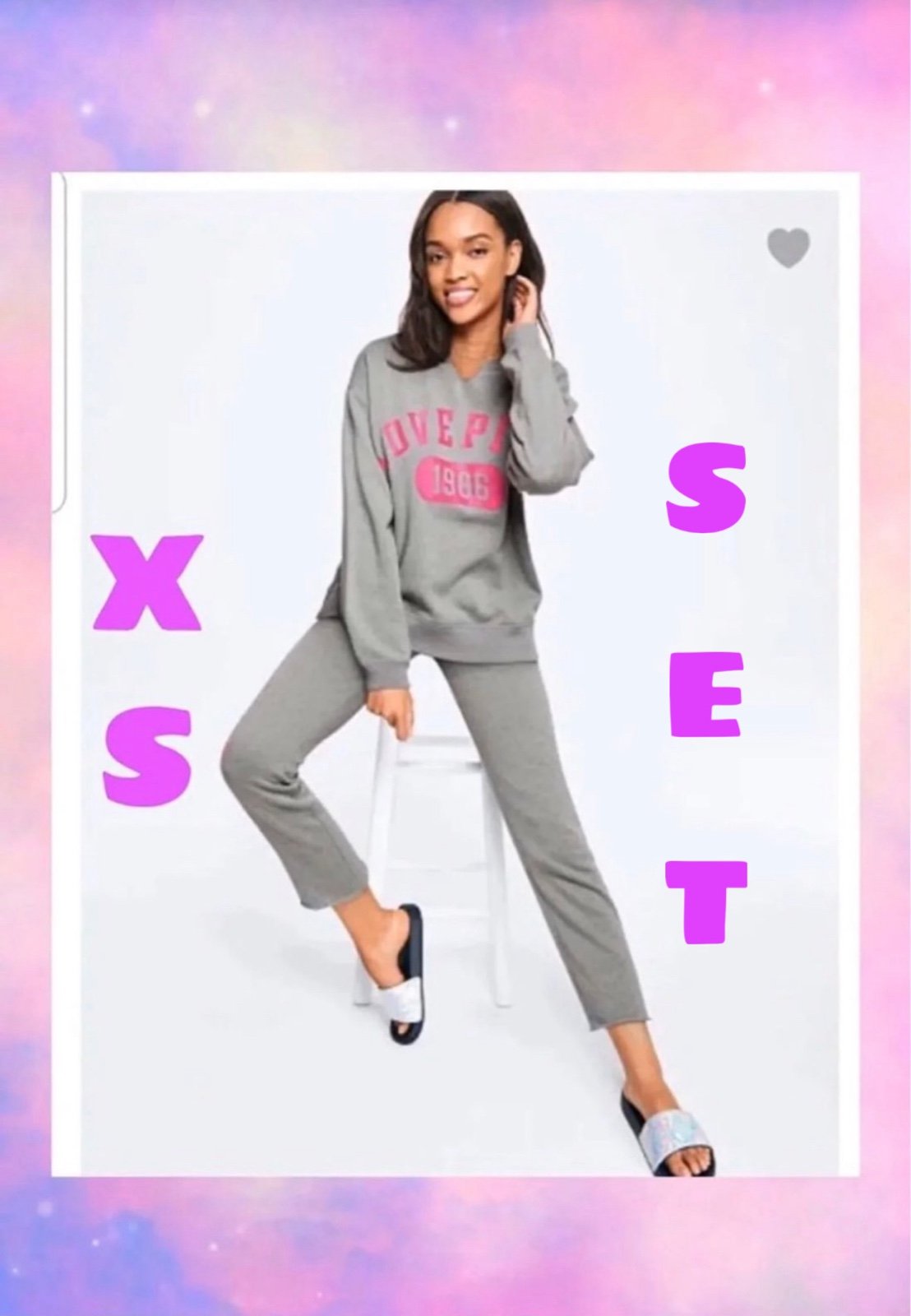 VS PINK SLOUCHY CREW & PANT XS SET BRANDNEW
