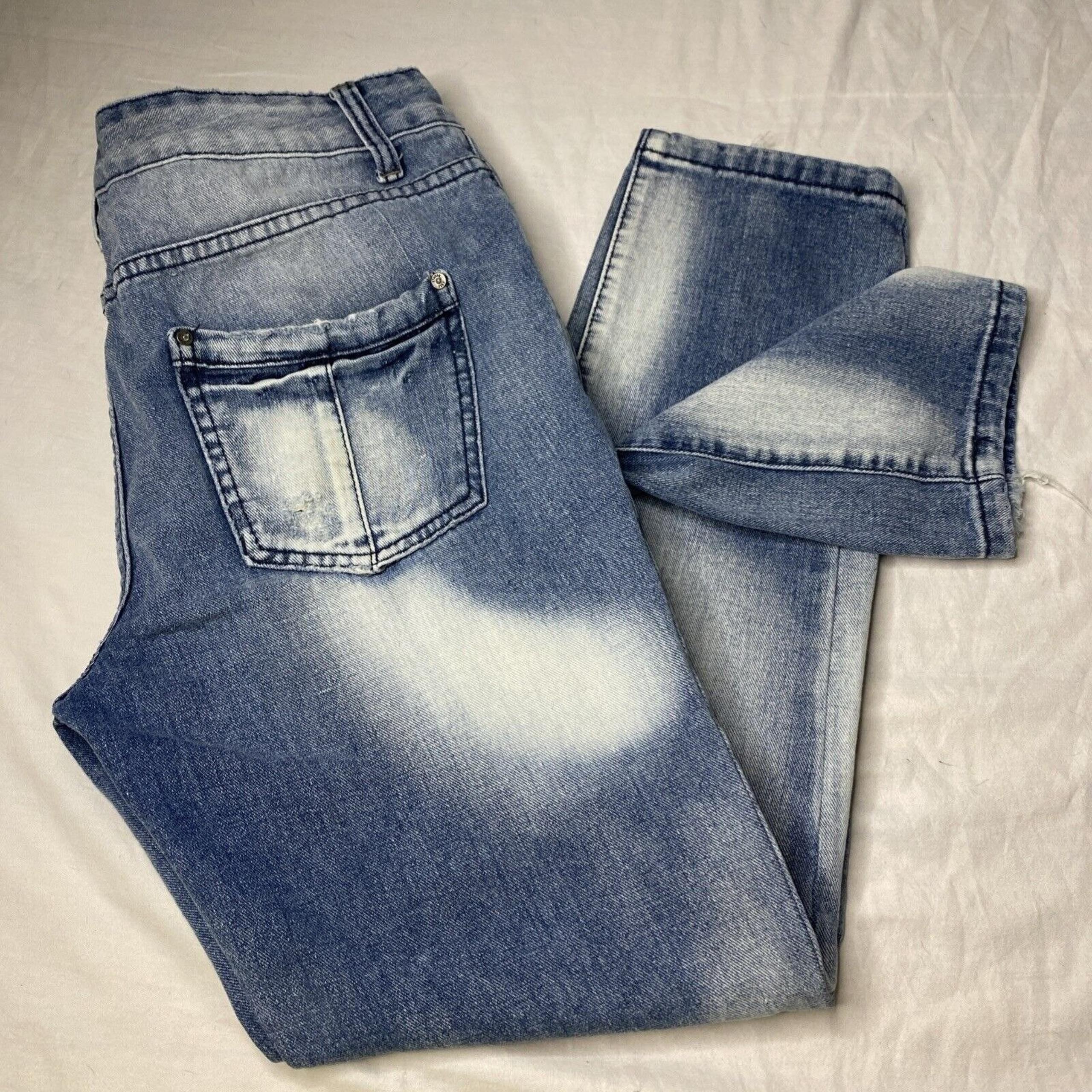 Distressed Denim Women's Jeans Faded Wash Relaxed Fit Sz 29 EUC - Free People