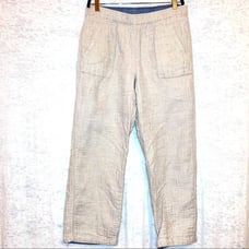 Ecru Linen Cotton Blend Tan Chambray Lined Crop Pants Size Large