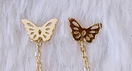 Real 18K Butterfly Threader Earrings