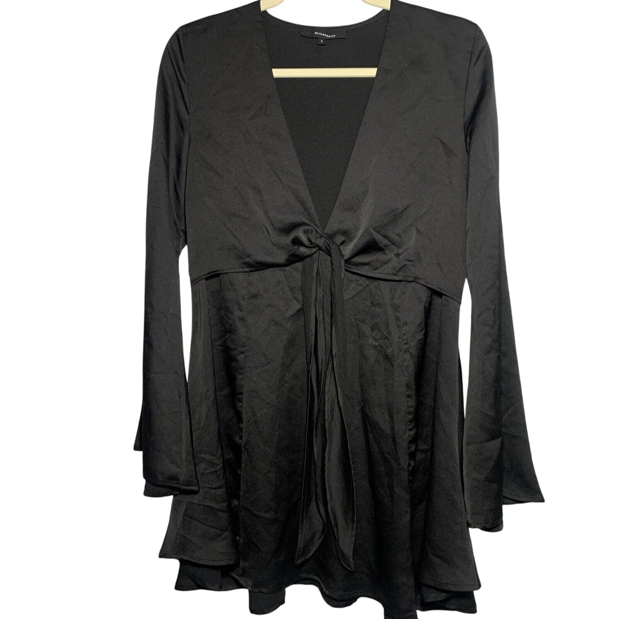 Olivaceous Black Casual Dress Long sleeve SIze Large