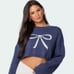 EDIKTED NAVY KNIT BOW CROPPED SWEATER SIZE XS/S XS S