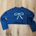 EDIKTED NAVY KNIT BOW CROPPED SWEATER SIZE XS/S XS S