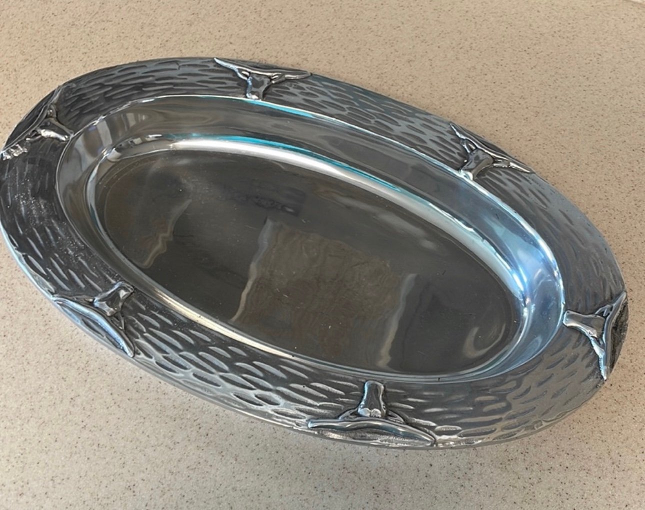 Silver Longhorn oblong bowl